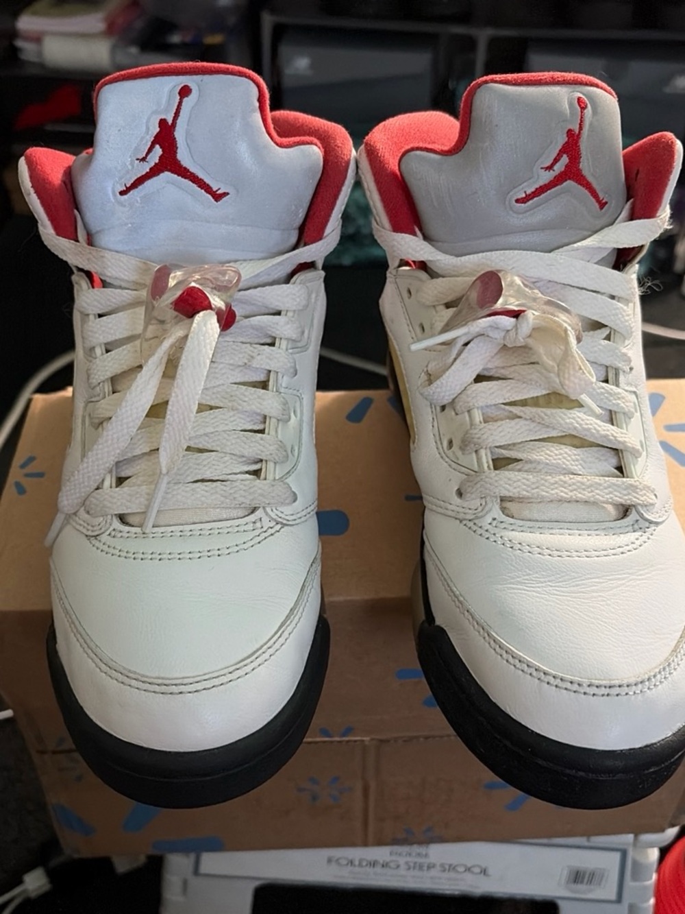Jordan Kids White and Red Retro Basketball Sneakers